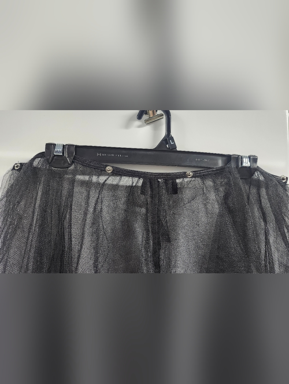 Widow Dolls Kill Black Sheer Tiered Bustle Skirt with Red Floral Lace Trim - Picture 2 of 5